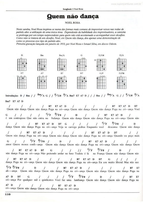 Partitura da música Quem Não Dança