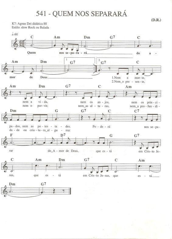 Partitura da música Quem Nos Separará