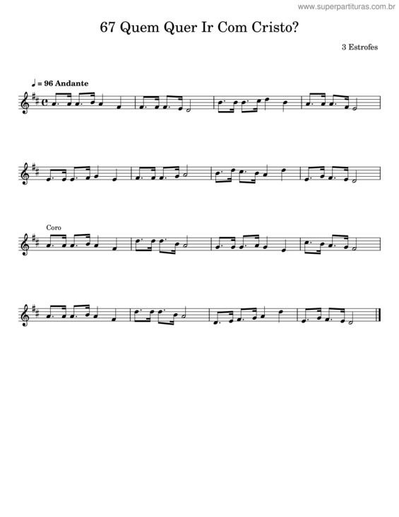 Partitura da música Quem Quer Ir Com Cristo? v.3