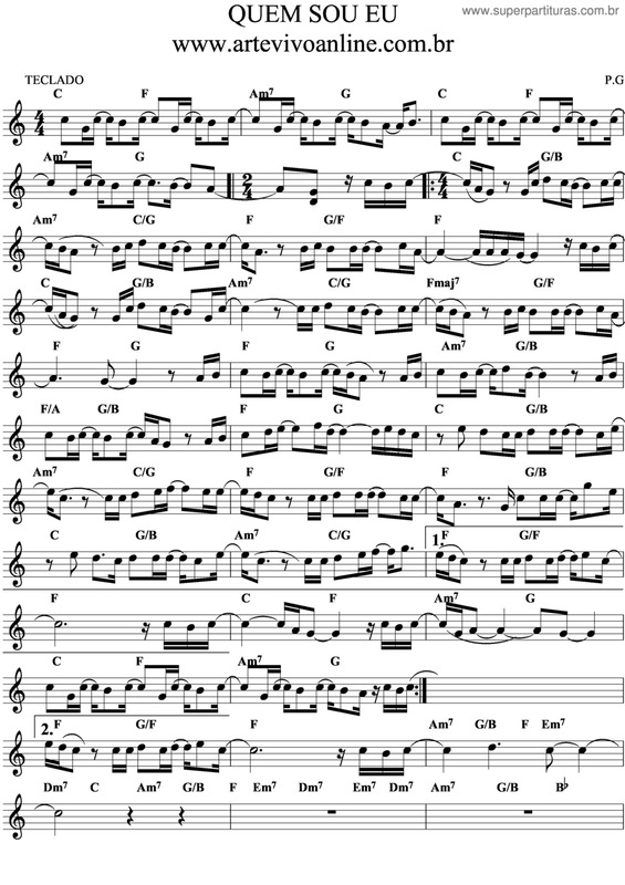 Partitura da música Quem Sou Eu