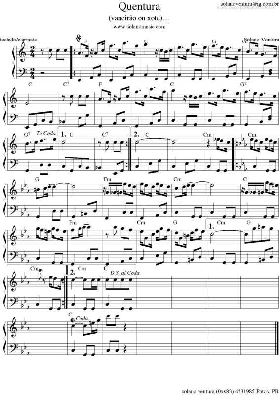 Partitura da música Quentura