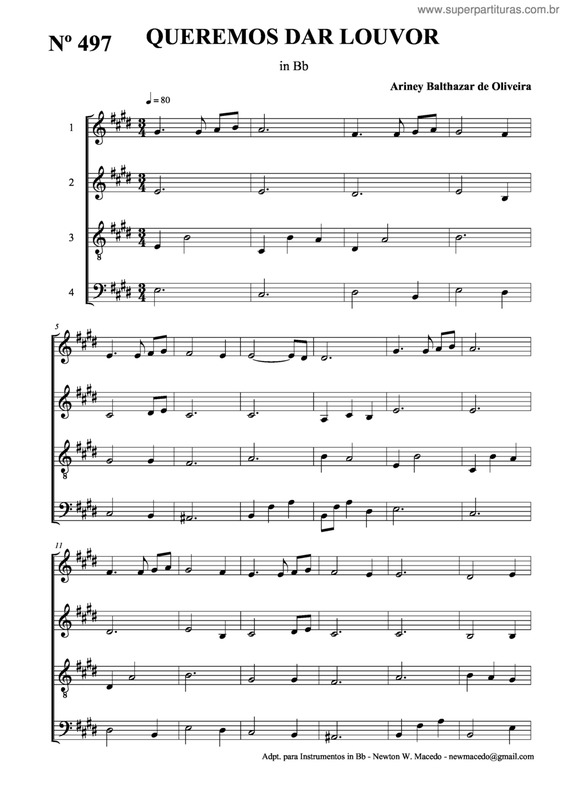 Partitura da música Queremos Dar Louvor v.2