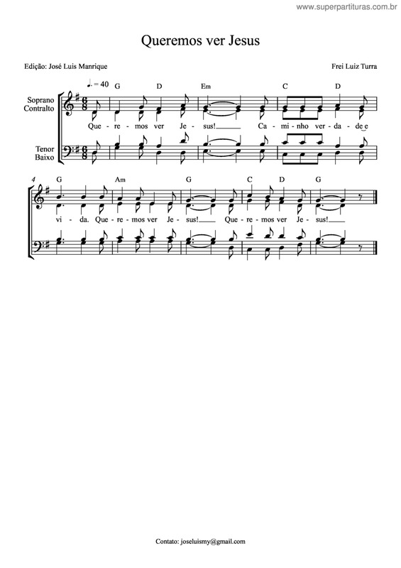 Partitura da música Queremos Ver Jesus v.2