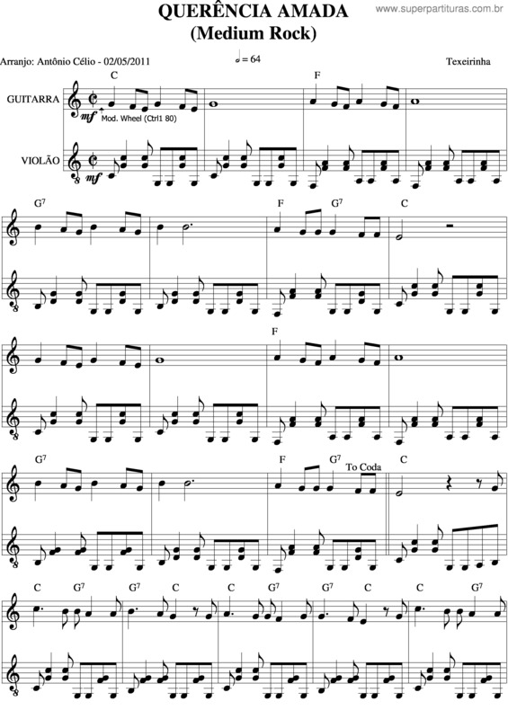 Partitura da música Querência Amada v.2