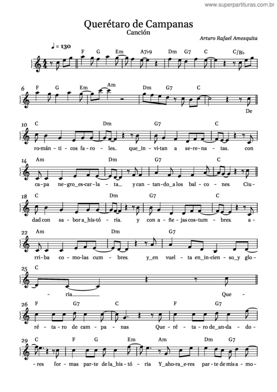 Partitura da música Querétaro De Campanas – Arturo Rafael Amezquita