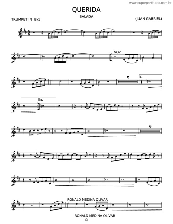 Partitura da música Querida – Juan Gabriel v.2