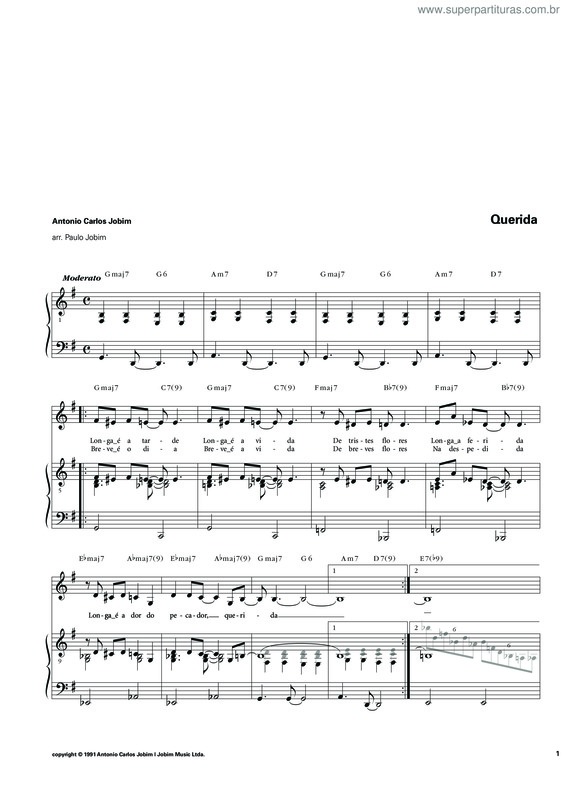 Partitura da música Querida