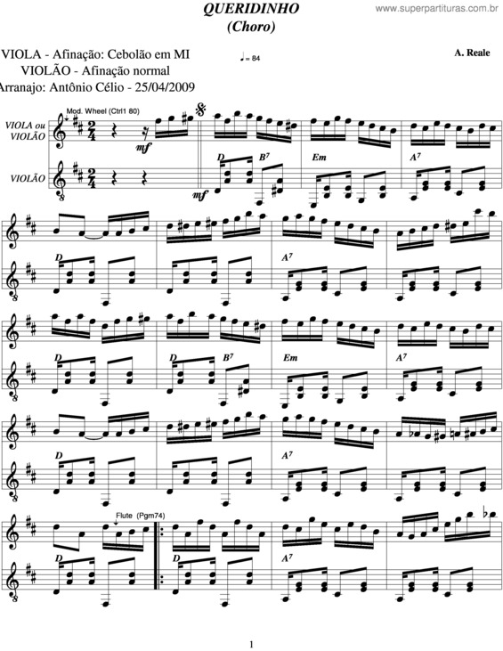 Partitura da música Queridinho v.2