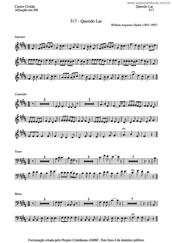 Partitura da música Querido Lar v.4