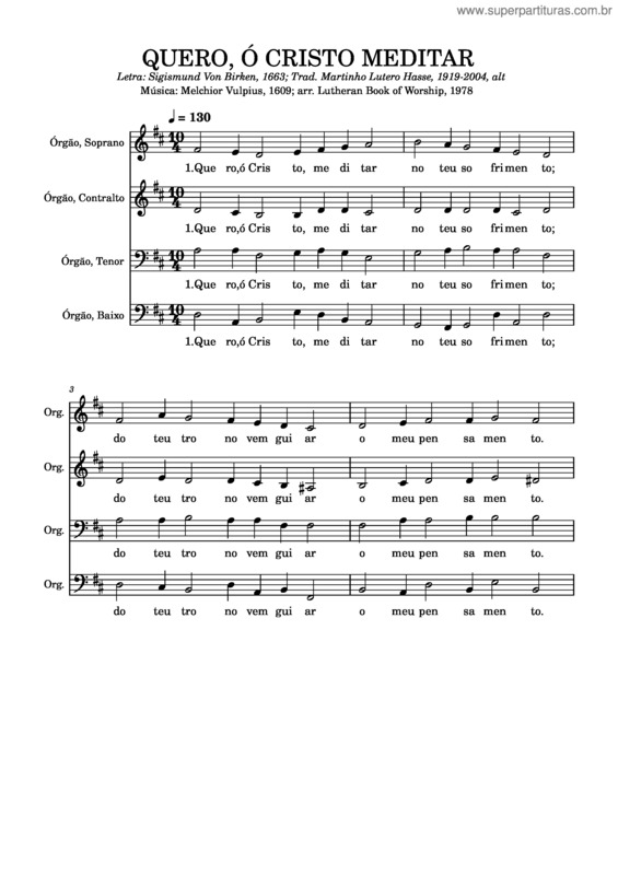 Partitura da música Quero, Ó Cristo Meditar