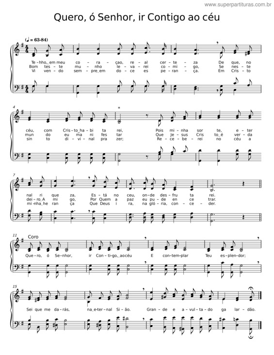 Partitura da música Quero, Ó Senhor, Ir Contigo Ao Céu v.2