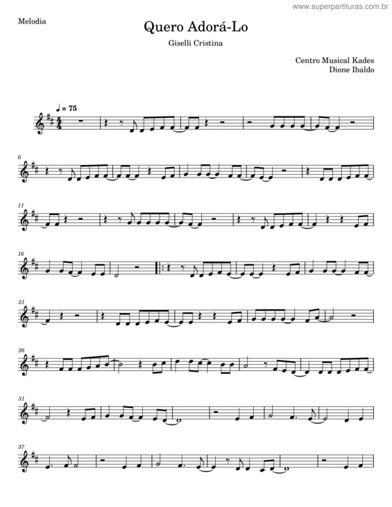 Partitura da música Quero Adorá–Lo – Dione Ibaldo