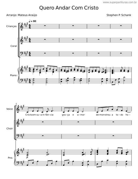Partitura da música Quero Andar Com Cristo – Stephen P. Schank