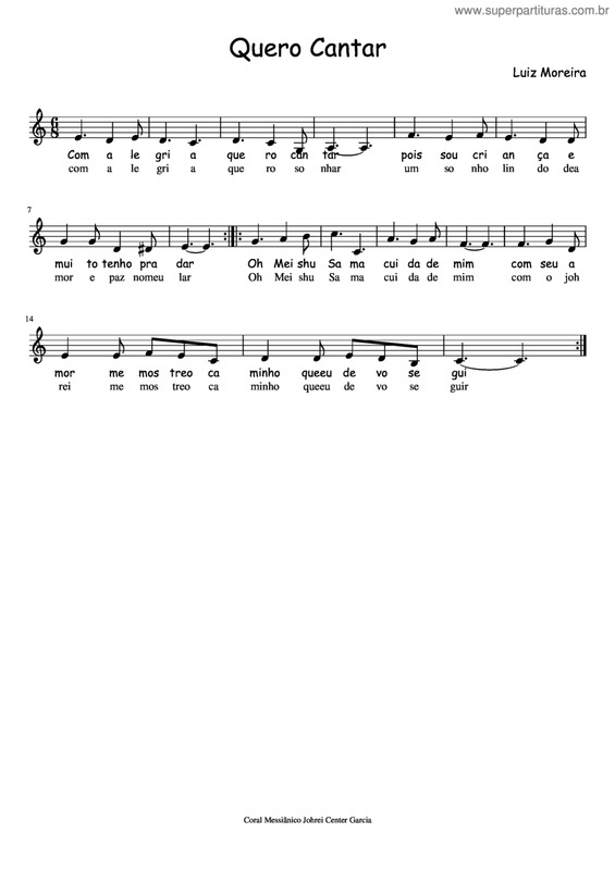 Partitura da música Quero Cantar