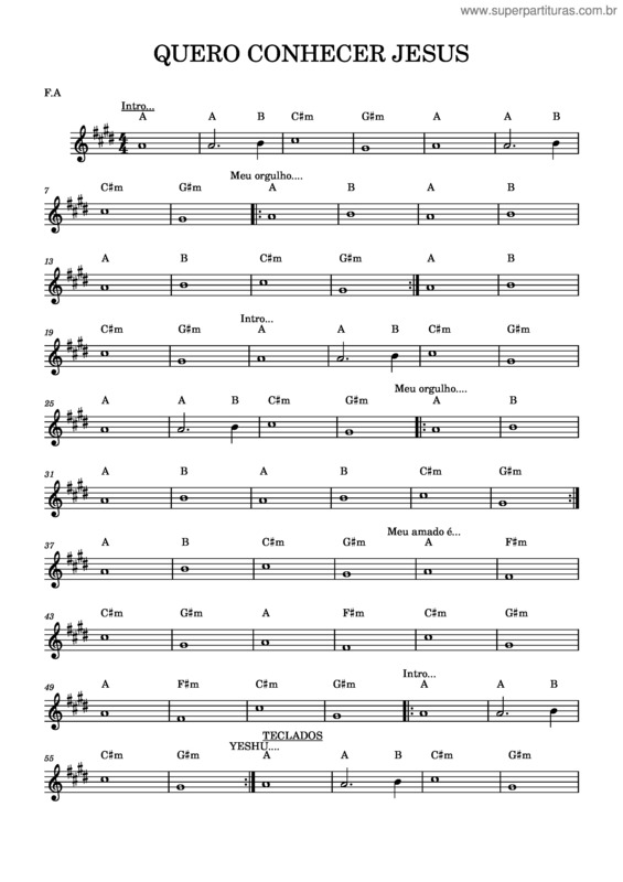 Partitura da música Quero Conhecer Jesus v.10