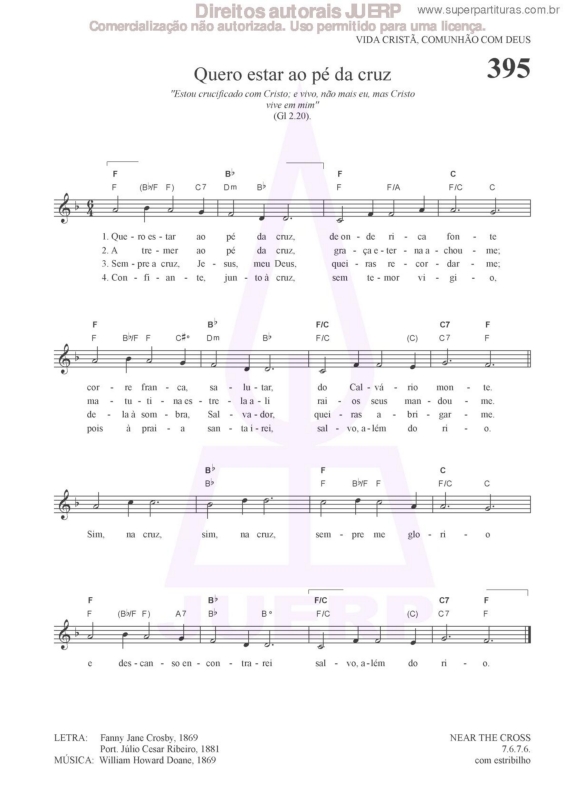 Partitura da música Quero Estar Ao Pé Da Cruz - 395 HCC