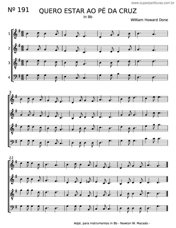 Partitura da música Quero Estar Ao Pé Da Cruz – William Howard Done v.2
