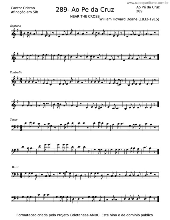 Partitura da música Quero Estar Ao Pé Da Cruz – William Howard Done v.3
