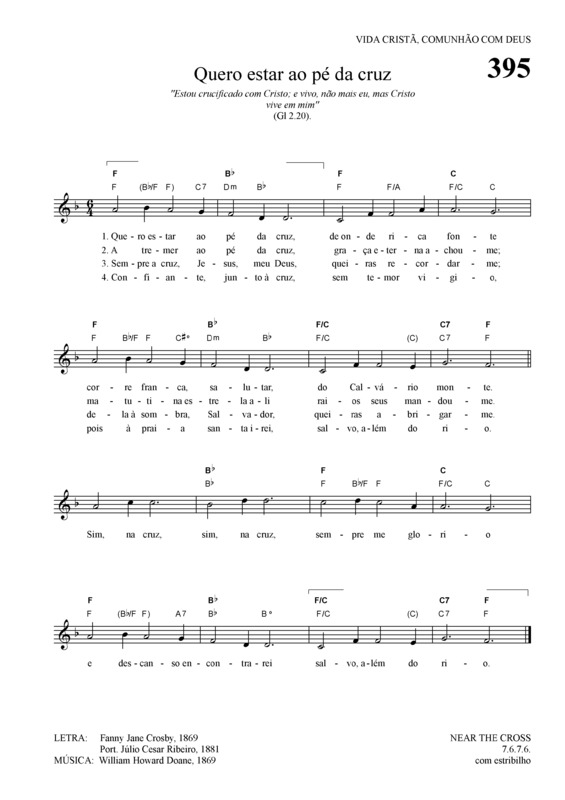 Partitura da música Quero Estar Ao Pé Da Cruz