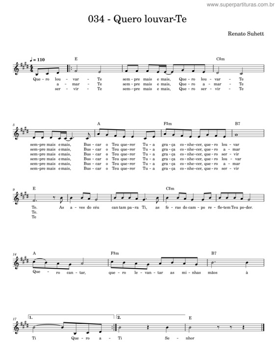 Partitura da música Quero Louvar–Te v.5