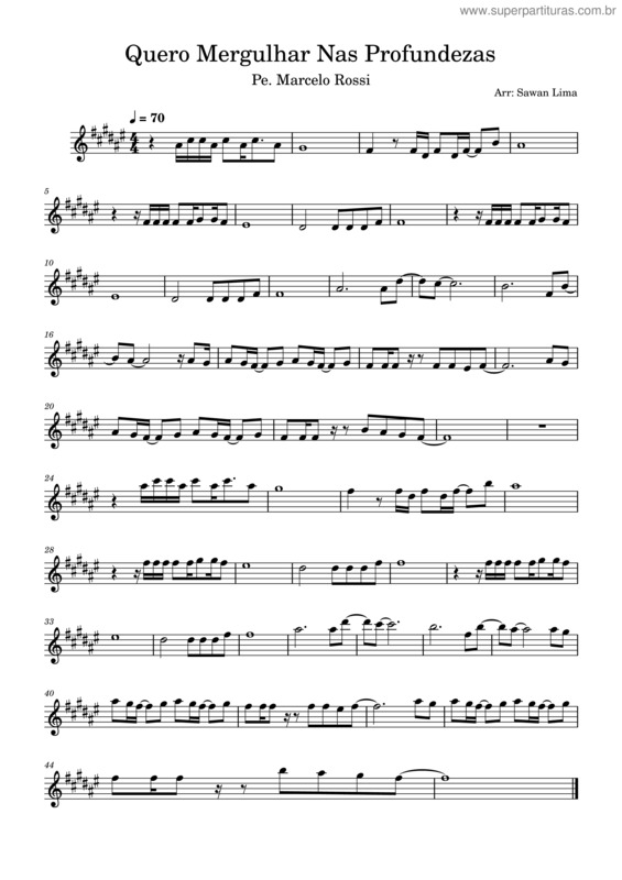 Partitura da música Quero Mergulhar Nas Profundezas – Padre Marcelo Rossi