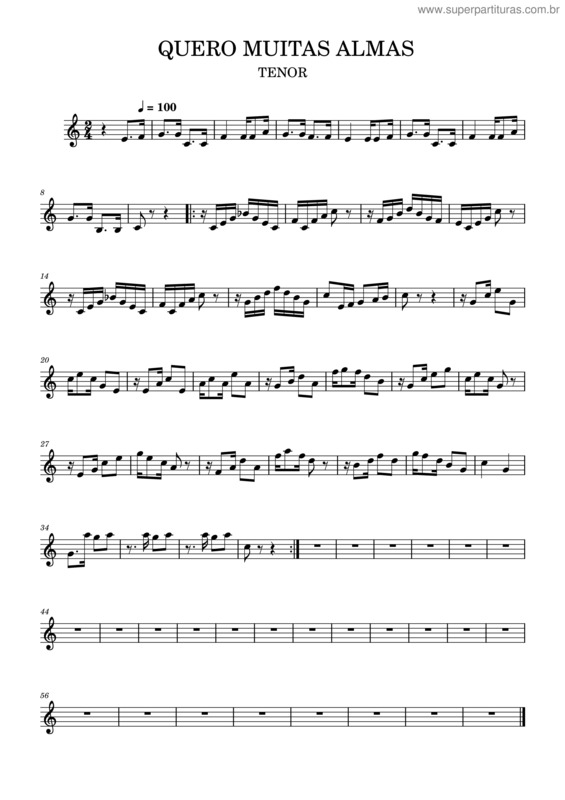 Partitura da música Quero Muitas Almas