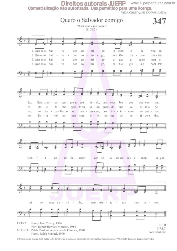 Partitura da música Quero O Salvador Comigo - 347 HCC v.2
