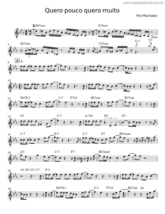 Partitura da música Quero Pouco Quero Muito