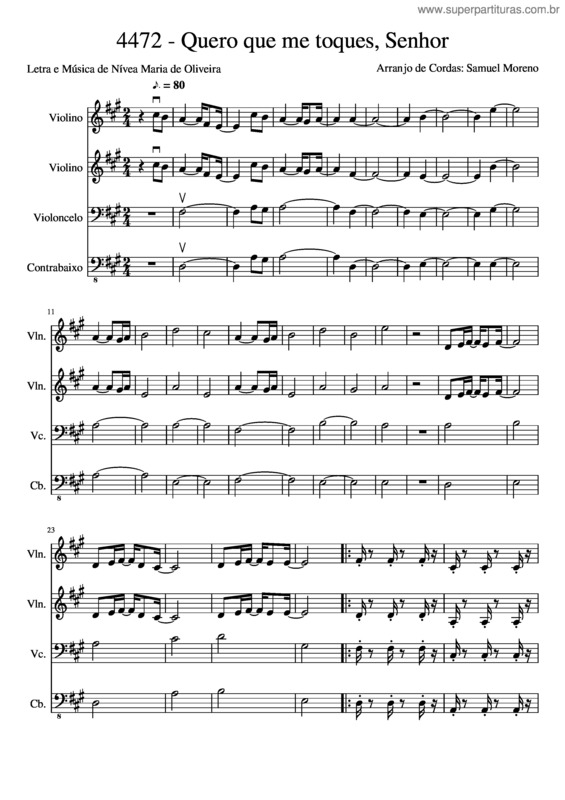 Partitura da música Quero Que Me Toques, Senhor