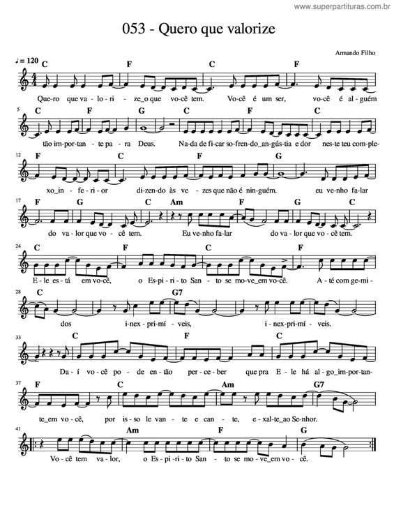 Partitura da música Quero Que Valorize