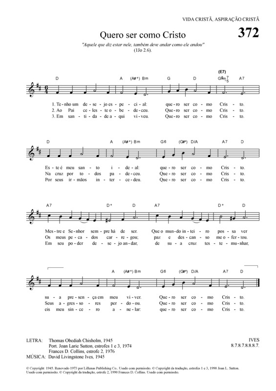 Partitura da música Quero Ser Como Cristo