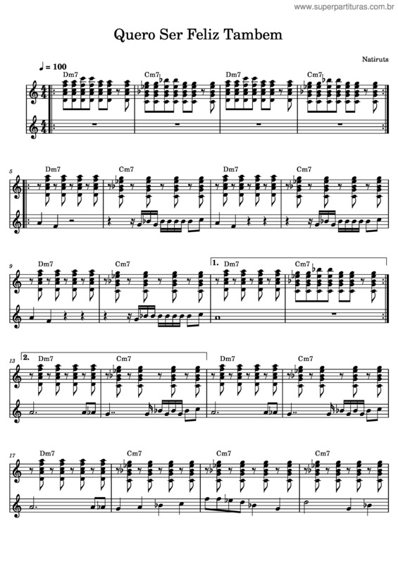 Partitura da música Quero Ser Feliz Também