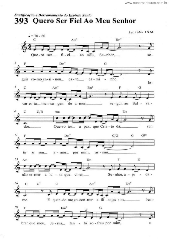 Partitura da música Quero Ser Fiel Ao Meu Senhor