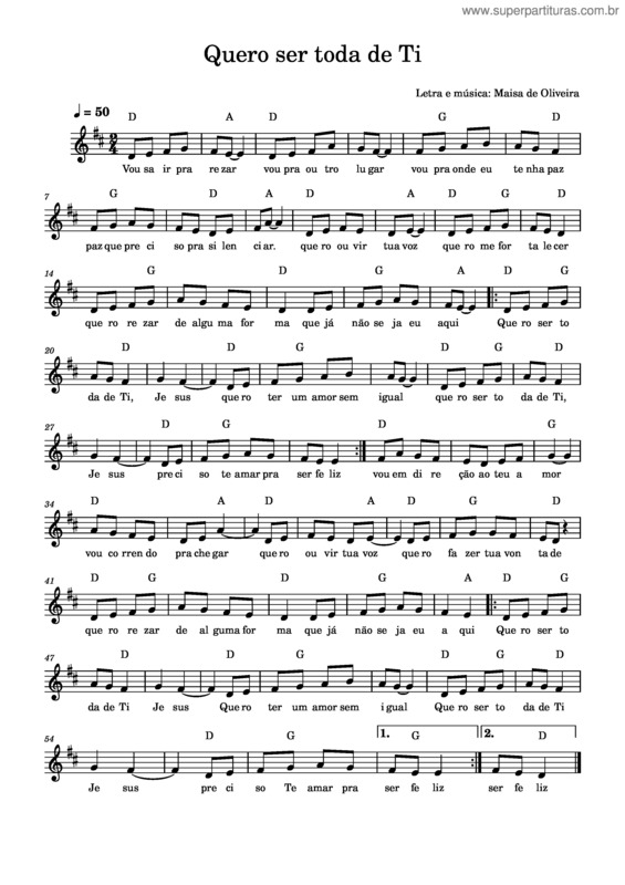 Partitura da música Quero Ser Toda De Ti v.2