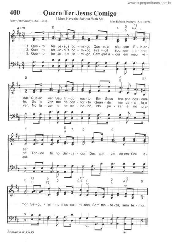 Partitura da música Quero Ter Jesus Comigo