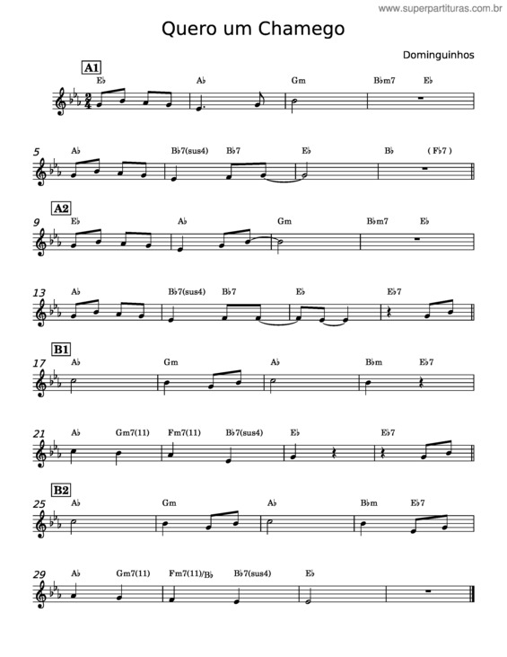 Partitura da música Quero Um Chamego – Dominguinhos