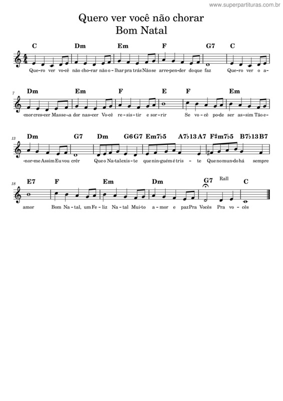 Partitura da música Quero Ver Você Não Chorar v.3