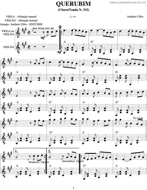 Partitura da música Querubimn