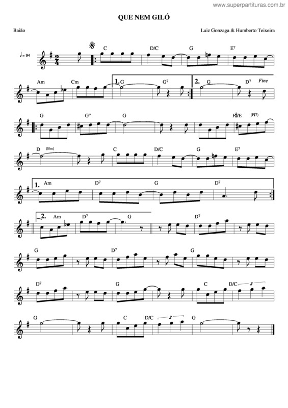 Partitura da música Qui Nem Giló