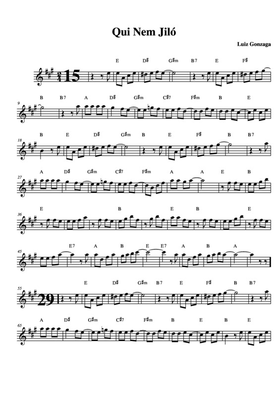 Partitura da música Qui Nem Jiló v.3