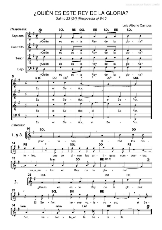 Partitura da música Quién Es Este Rey de la Gloria?