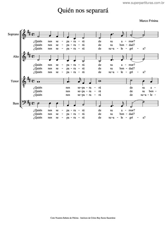 Partitura da música Quién Nos Separará – Frisina