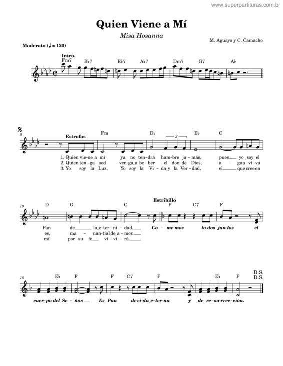 Partitura da música Quien Viene A Mi – Misa Hosanna–
