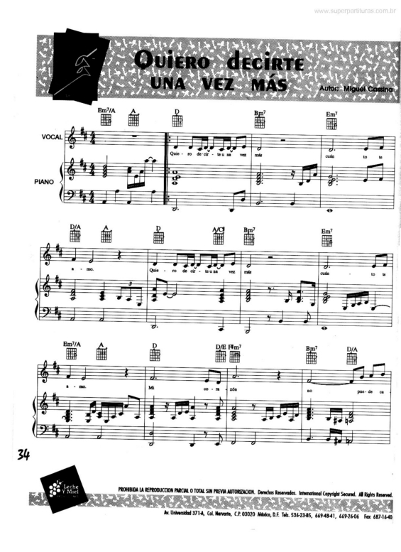 Partitura da música Quiero Decirte Una Vez Más