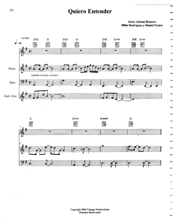 Partitura da música Quiero Entender