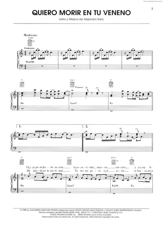 Partitura da música Quiero Morir En Tu Veneno