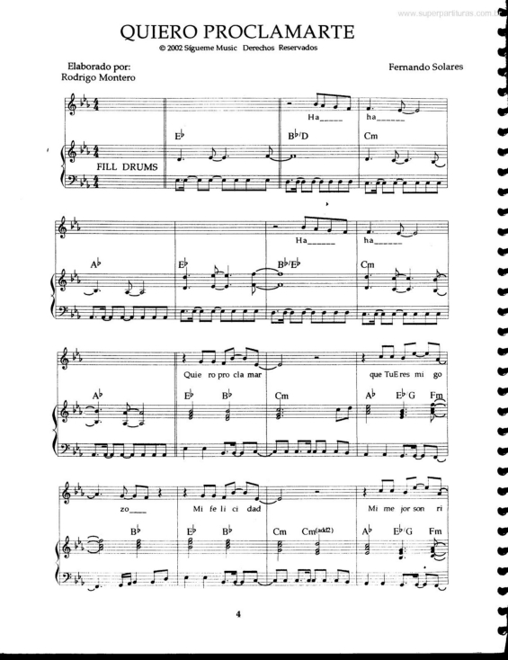 Partitura da música Quiero Proclamarte