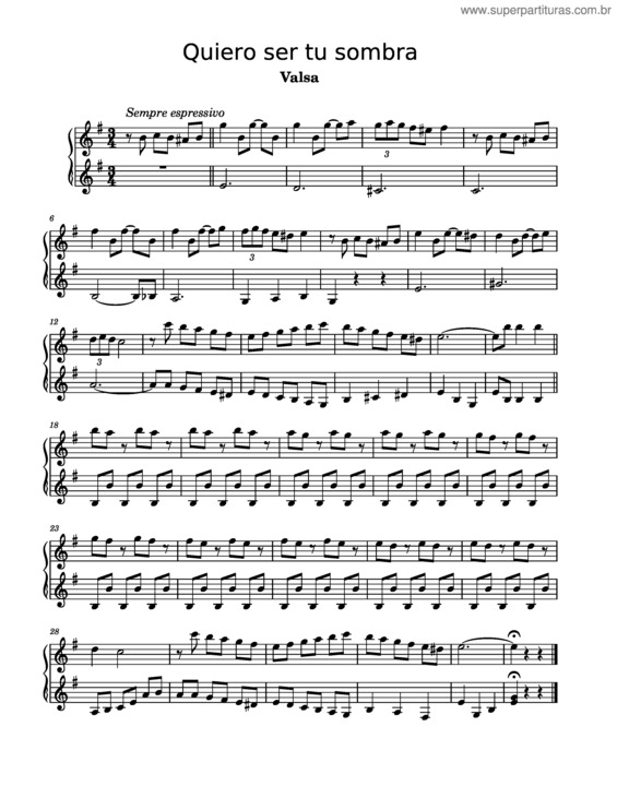 Partitura da música Quiero Ser Tu Sombra Musescore