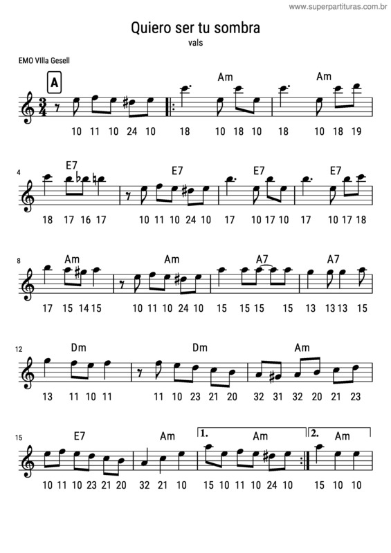 Partitura da música Quiero Ser Tu Sombra
