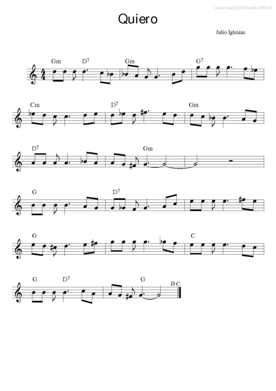 Partitura da música Quiero